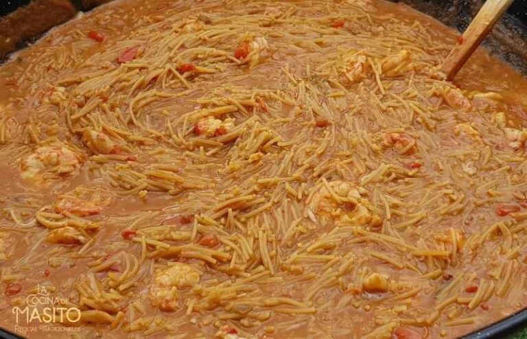 Receta de fideos con gambones