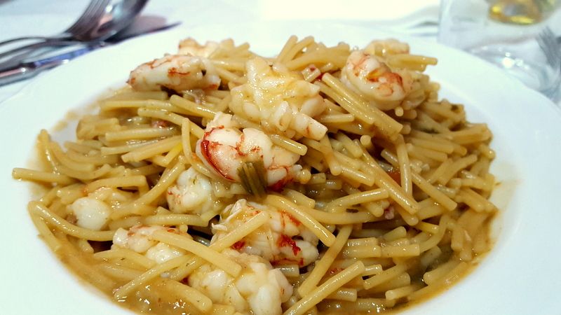 Fideos con gambones, una receta de La cocina de Masito