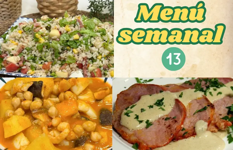 Menú semanal 13 con recetas para toda la semana