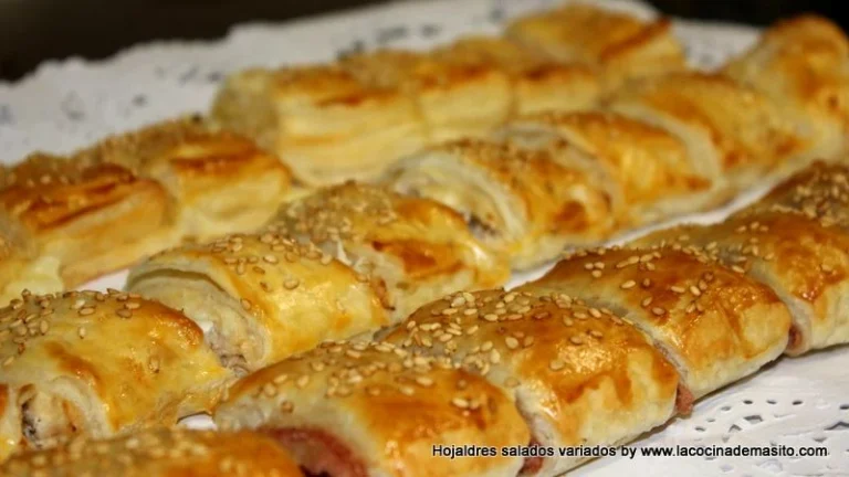 Hojaldres saladitos variados rellenos de queso, de paté y de atún, receta de La cocina de Masito