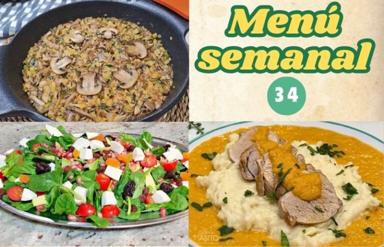 Menú semanal 34, con recetas variadas para toda la familia