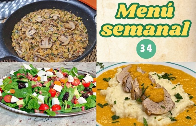 Menú semanal 34, con recetas variadas para toda la familia