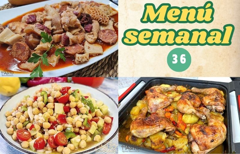 Menu semanal 36 de La cocina de Masito, recetas fáciles y sabrosas