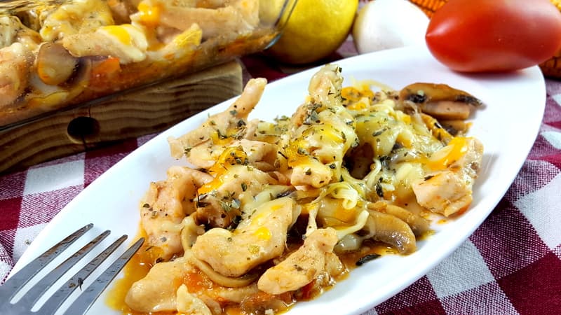 Pollo con champiñones receta