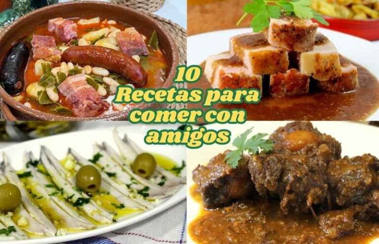 Platos variados como pote asturiano, calamares a la andaluza, arroz meloso de carabineros, boquerones en vinagre y más, ideales para reuniones con amigos.