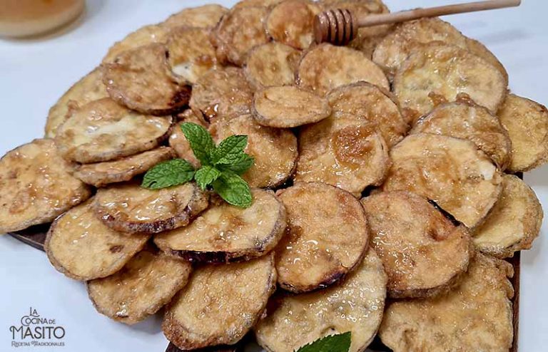 Receta de berenjenas fritas con miel