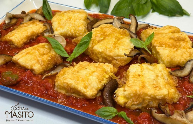 Bacalao con tomate y setas La cocina de Masito