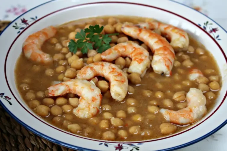 El guiso de garbanzos con langostinos es una receta que combina tradición y sabor en cada bocado y que fusiona lo mejor del mar y la tierra.