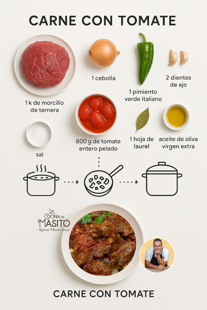 La cocina de Masito ingredientes de la receta de carne con tomate estilo andaluz