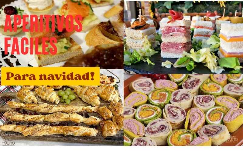 Bandeja con aperitivos de Navidad variados, fríos y calientes, fáciles de preparar en casa