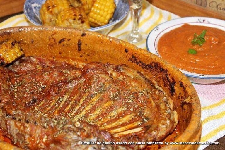 Costillar de cabrito al horno con salsa barbacoa casera, jugoso y tierno, ideal para comidas especiales o barbacoas familiares, receta de La cocina de Masito