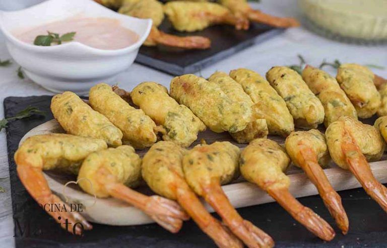 Langostinos o gambas a la gabardina