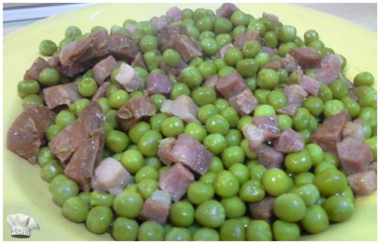 Guisantes con chorizo y jamon, receta La cocina de Masito