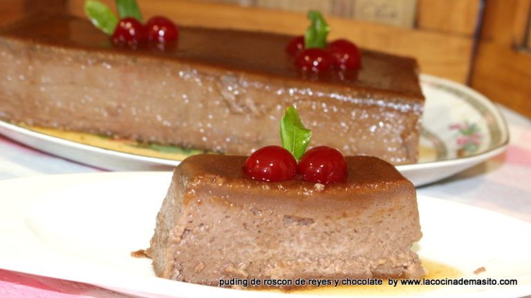 Flan pudin de roscón con chocolate